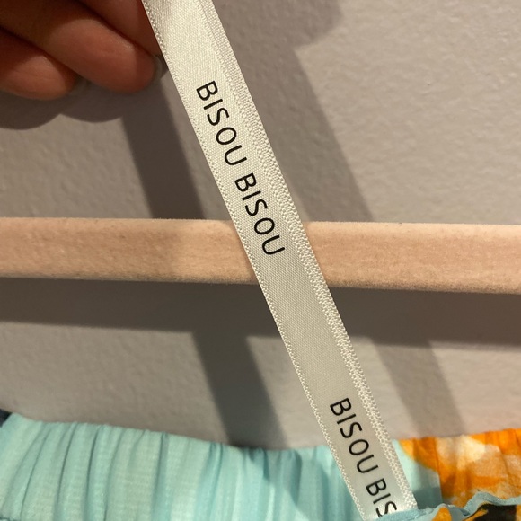 Size 6 Bisou Bisou Turquoise Floral Off Shoulder Maxi Dress - Picture 3 of 5